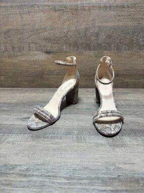 Kenneth Cole Reaction Lolita Snakeskin Print Open Toe Heels Women's Size 9.5